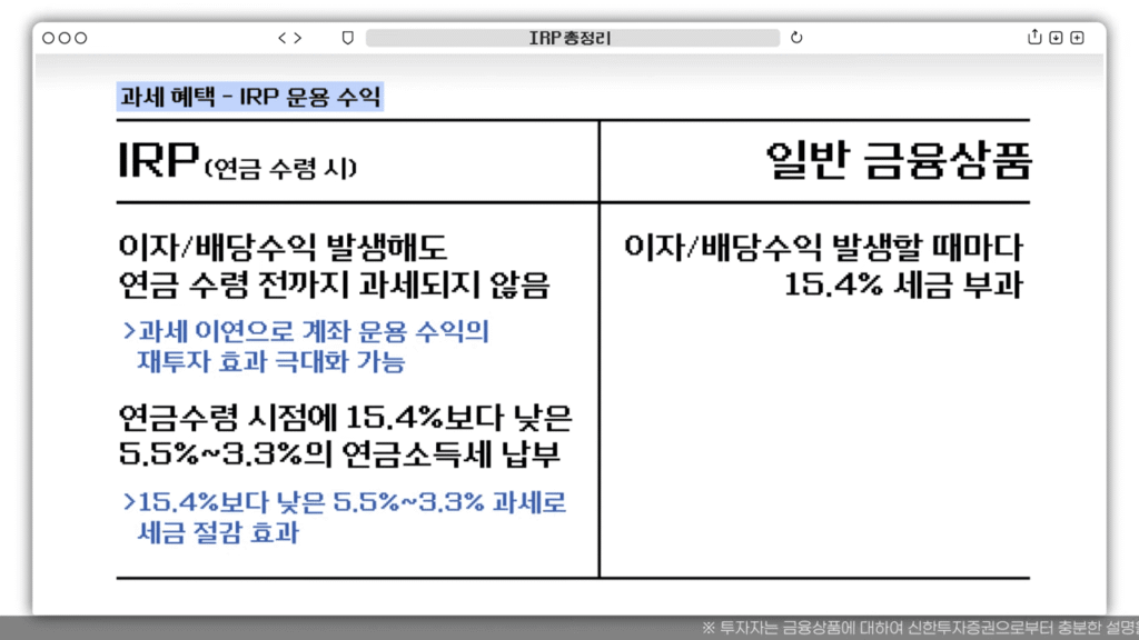 IRP 과세 혜택