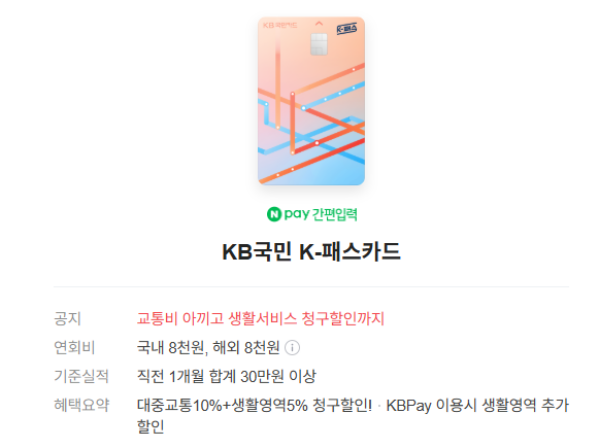 KB국민 K-패스카드 이미지