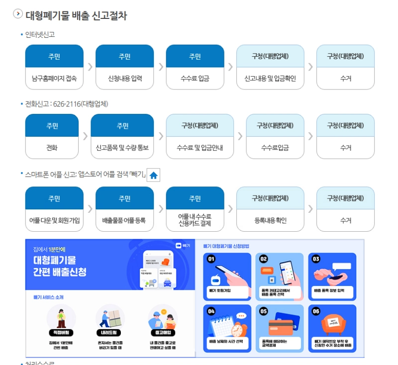 대구 남구 대형폐기물 배출 신고절차