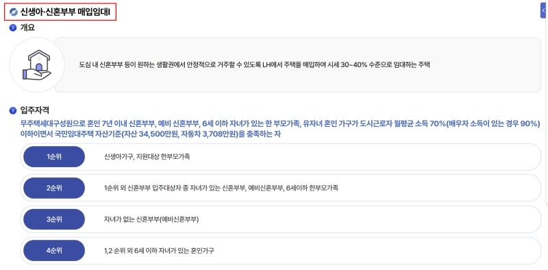 신생아 신혼부부 매입임대주택 입주자격